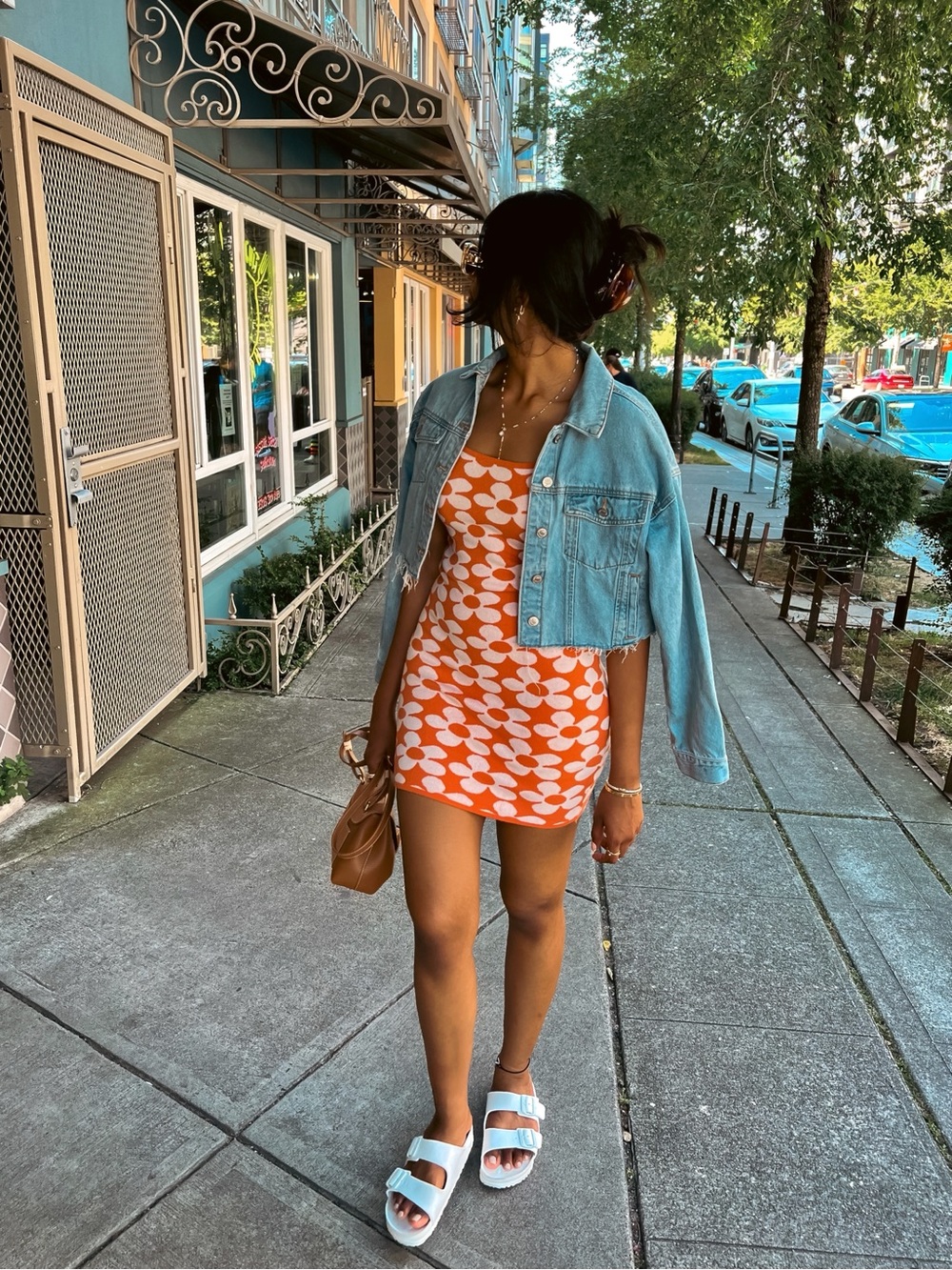 Princess Polly Orange & White Floral Bodycon Mini Dress